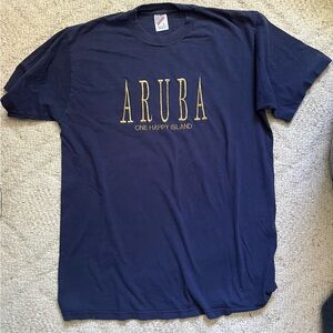 Aruba Vacation Size Large Navy Vintage JERZEES 80s/90s t shirt
